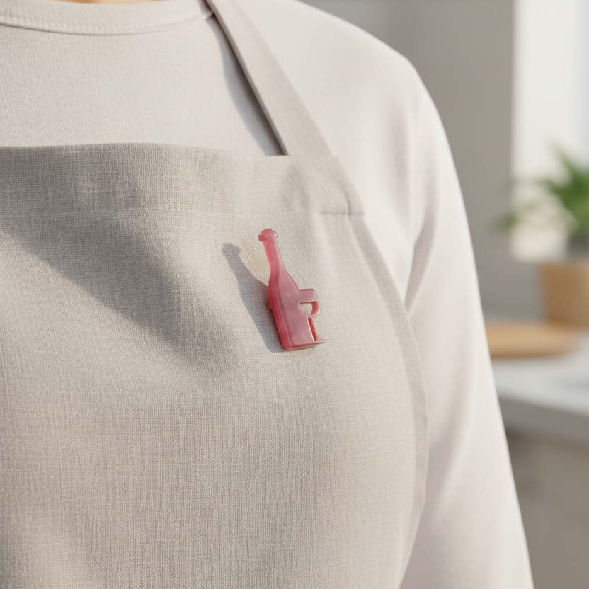 1枚目のブローチを小さくエプロンにつけた画像