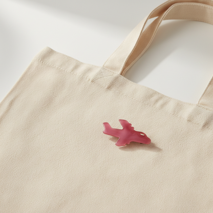 飛行機ブローチ付きトートバッグ